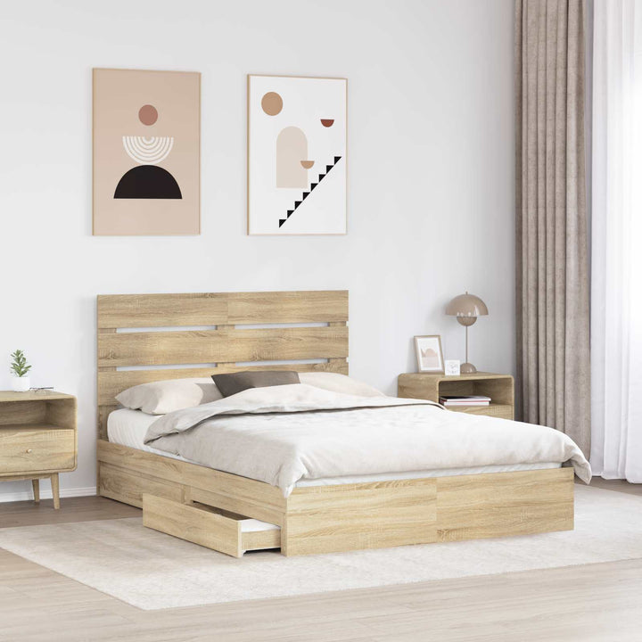 Opbevaringsseng Sonoma eg 140 x 200 cm Konstrueret træ