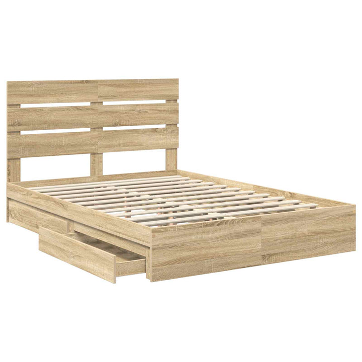Opbevaringsseng Sonoma eg 140 x 200 cm Konstrueret træ