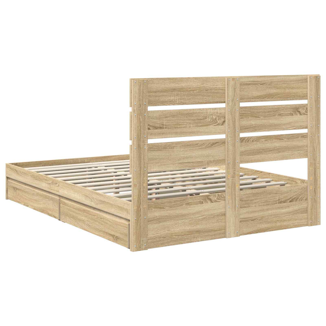 Opbevaringsseng Sonoma eg 140 x 200 cm Konstrueret træ