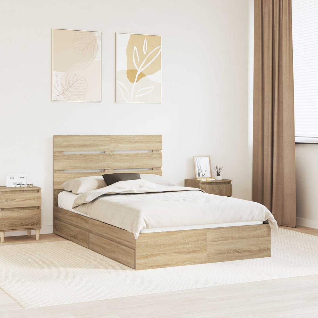 Opbevaringsseng Sonoma eg 135 x 190 cm Konstrueret træ