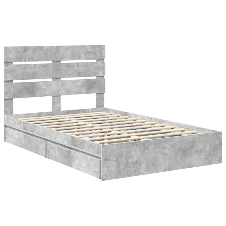 Opbevaringsseng Beton Grå 135 x 190 cm Konstrueret træ
