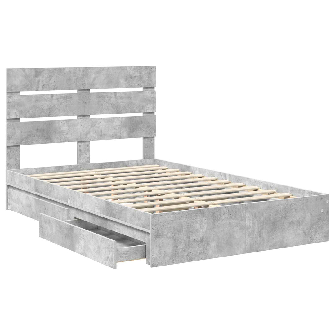 Opbevaringsseng Beton Grå 135 x 190 cm Konstrueret træ