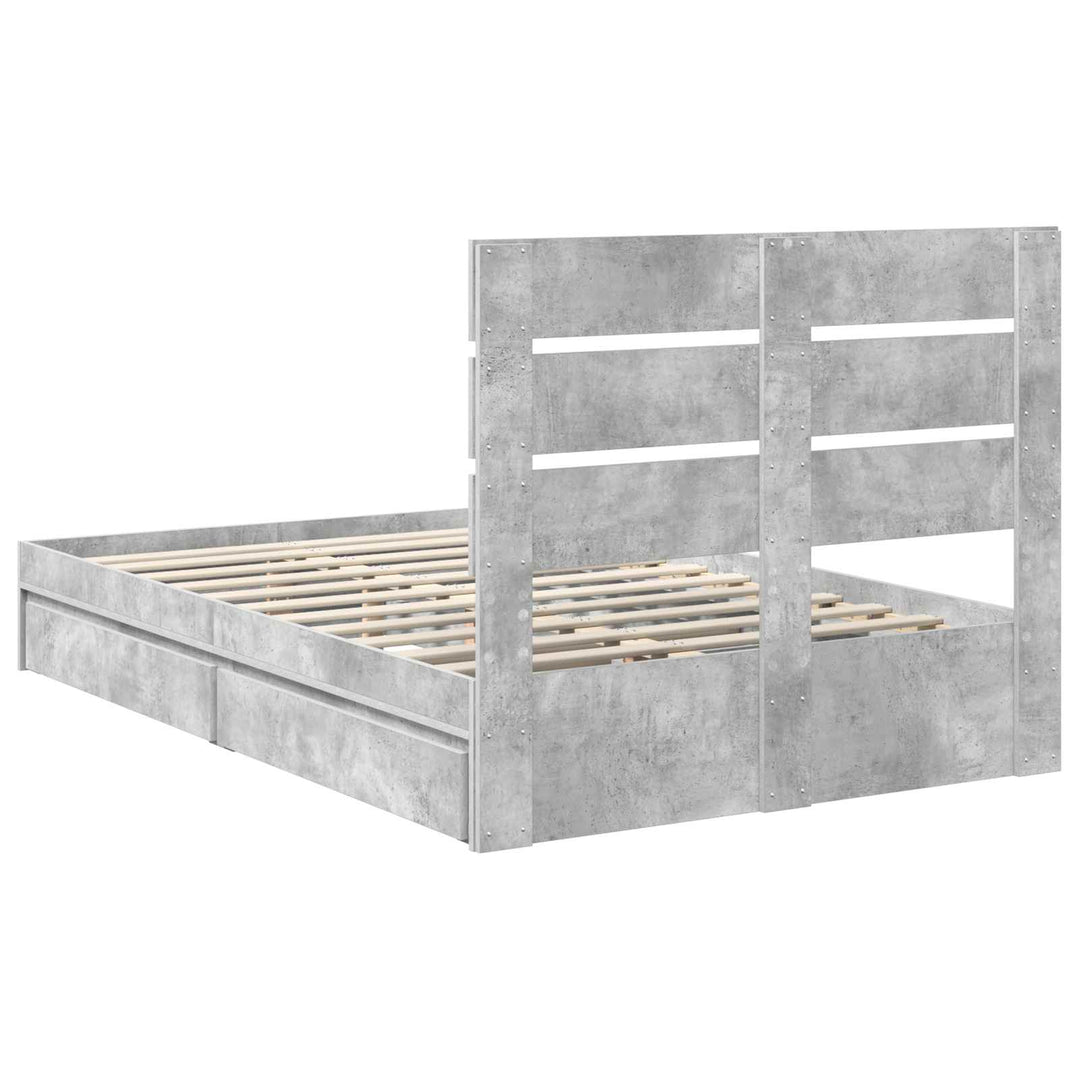 Opbevaringsseng Beton Grå 135 x 190 cm Konstrueret træ