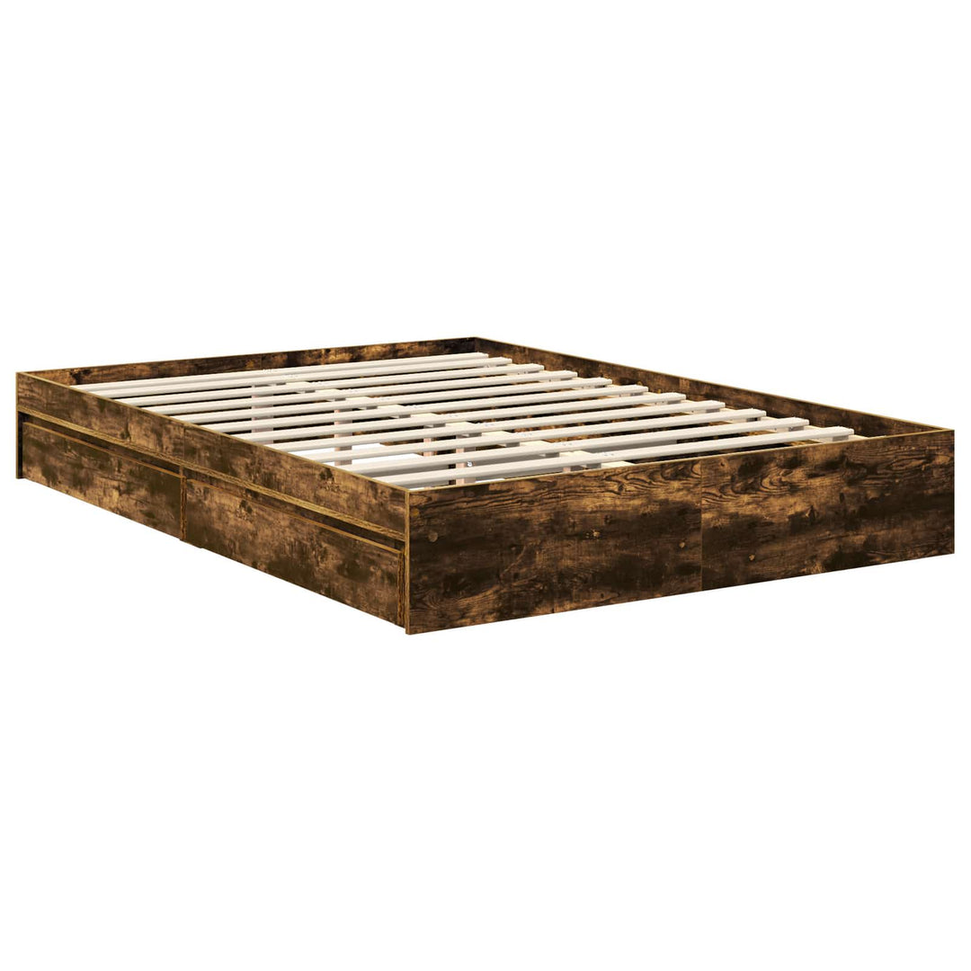 Opbevaringsseng Røget eg 135 x 190 cm Konstrueret træ