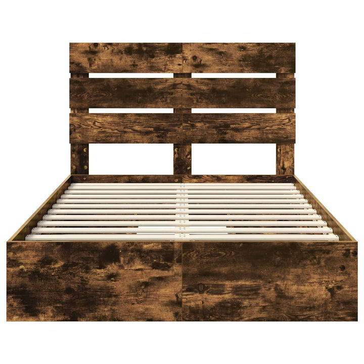 Opbevaringsseng Røget eg 135 x 190 cm Konstrueret træ