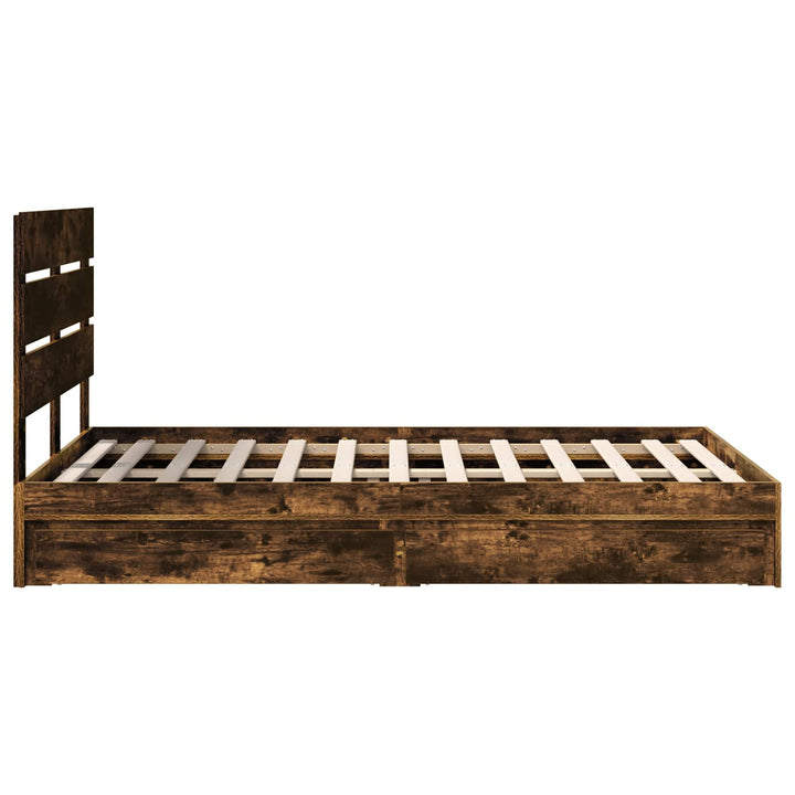 Opbevaringsseng Røget eg 135 x 190 cm Konstrueret træ