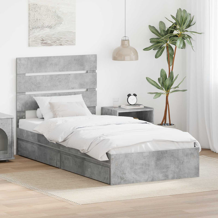 Opbevaringsseng Beton Grå 90 x 190 cm Konstrueret træ