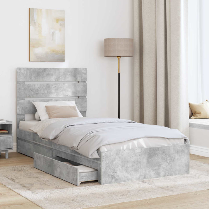 Opbevaringsseng Beton Grå 90 x 190 cm Konstrueret træ