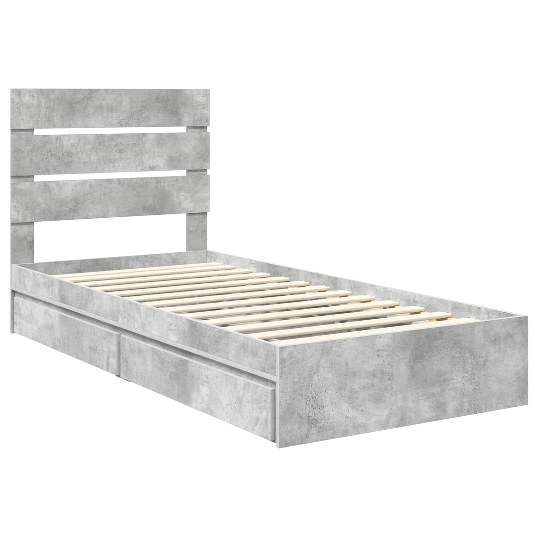 Opbevaringsseng Beton Grå 90 x 190 cm Konstrueret træ