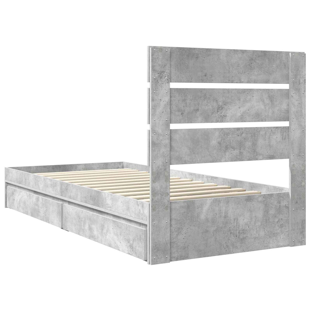 Opbevaringsseng Beton Grå 90 x 190 cm Konstrueret træ