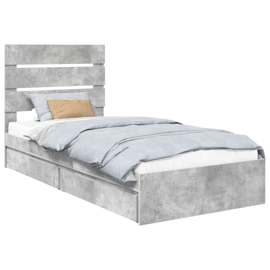 Opbevaringsseng Beton Grå 70 x 190 cm Konstrueret træ