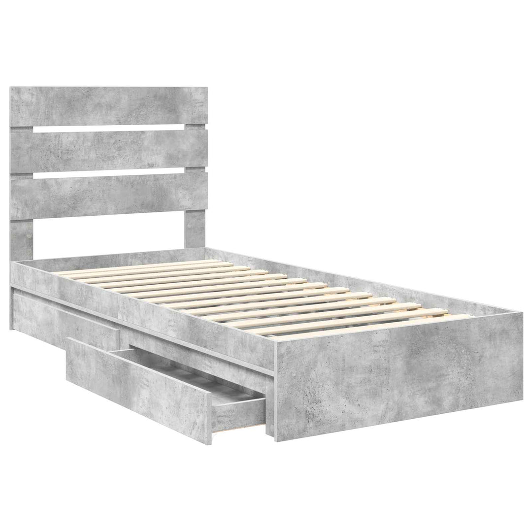 Opbevaringsseng Beton Grå 70 x 190 cm Konstrueret træ