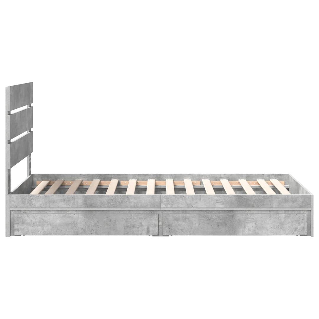 Opbevaringsseng Beton Grå 70 x 190 cm Konstrueret træ