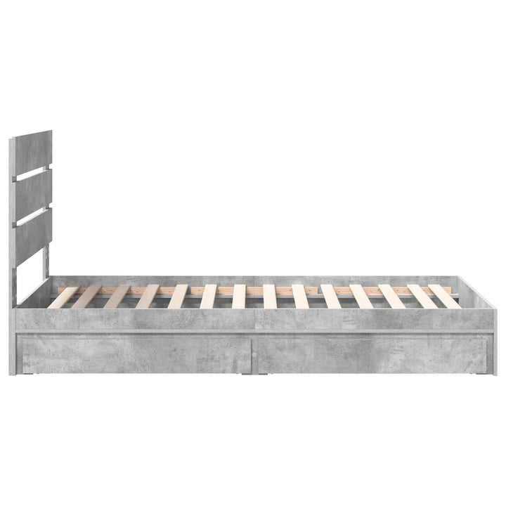 Opbevaringsseng Beton Grå 70 x 190 cm Konstrueret træ