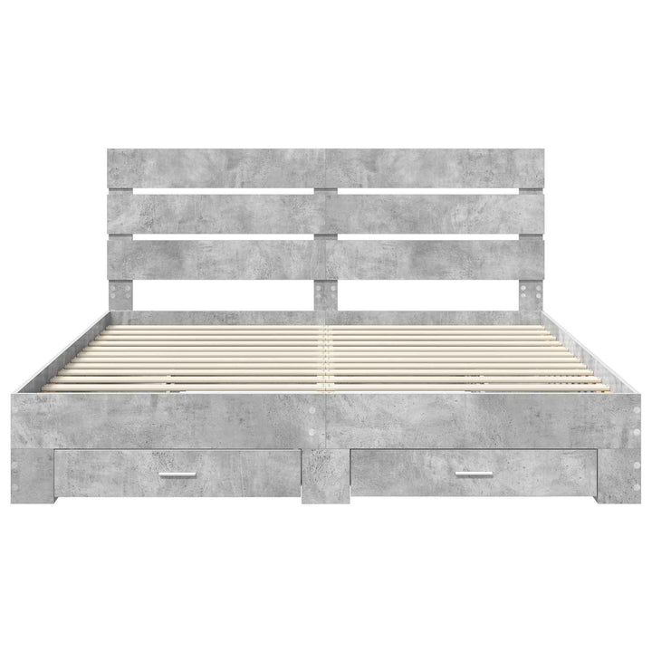 Sengestel med skuffe Beton Grå 200 x 200 cm Konstrueret træ