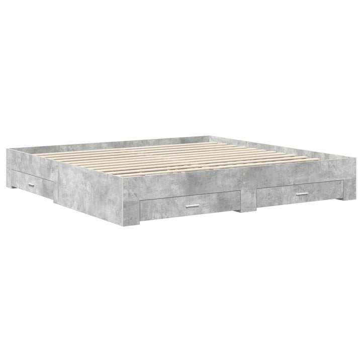 Sengestel med skuffe Røget eg 200 x 200 cm Konstrueret træ