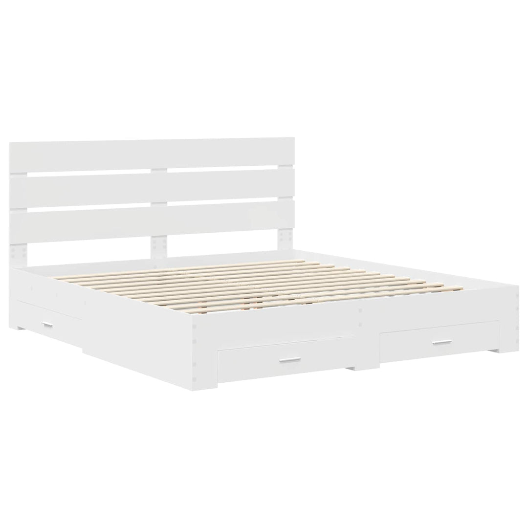 Sengestel med skuffe Hvid 180 x 200 cm Konstrueret træ