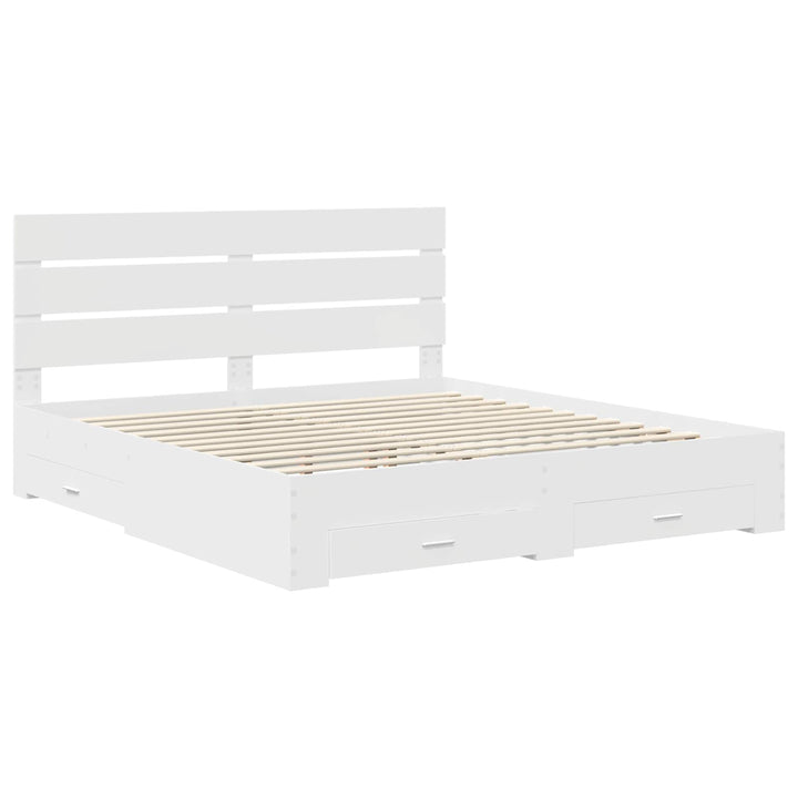 Sengestel med skuffe Hvid 180 x 200 cm Konstrueret træ