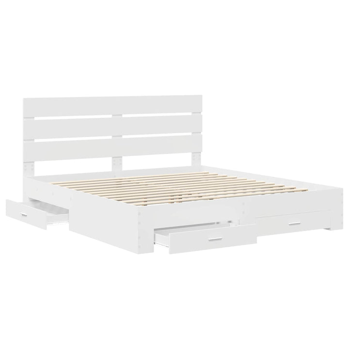 Sengestel med skuffe Hvid 180 x 200 cm Konstrueret træ