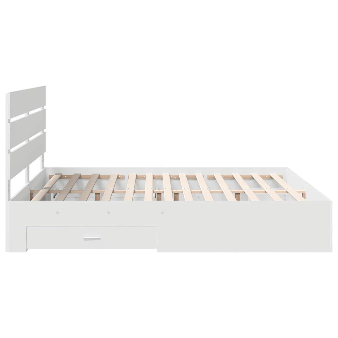 Sengestel med skuffe Hvid 180 x 200 cm Konstrueret træ