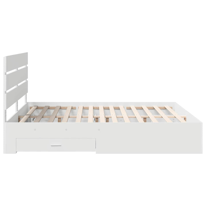 Sengestel med skuffe Hvid 180 x 200 cm Konstrueret træ