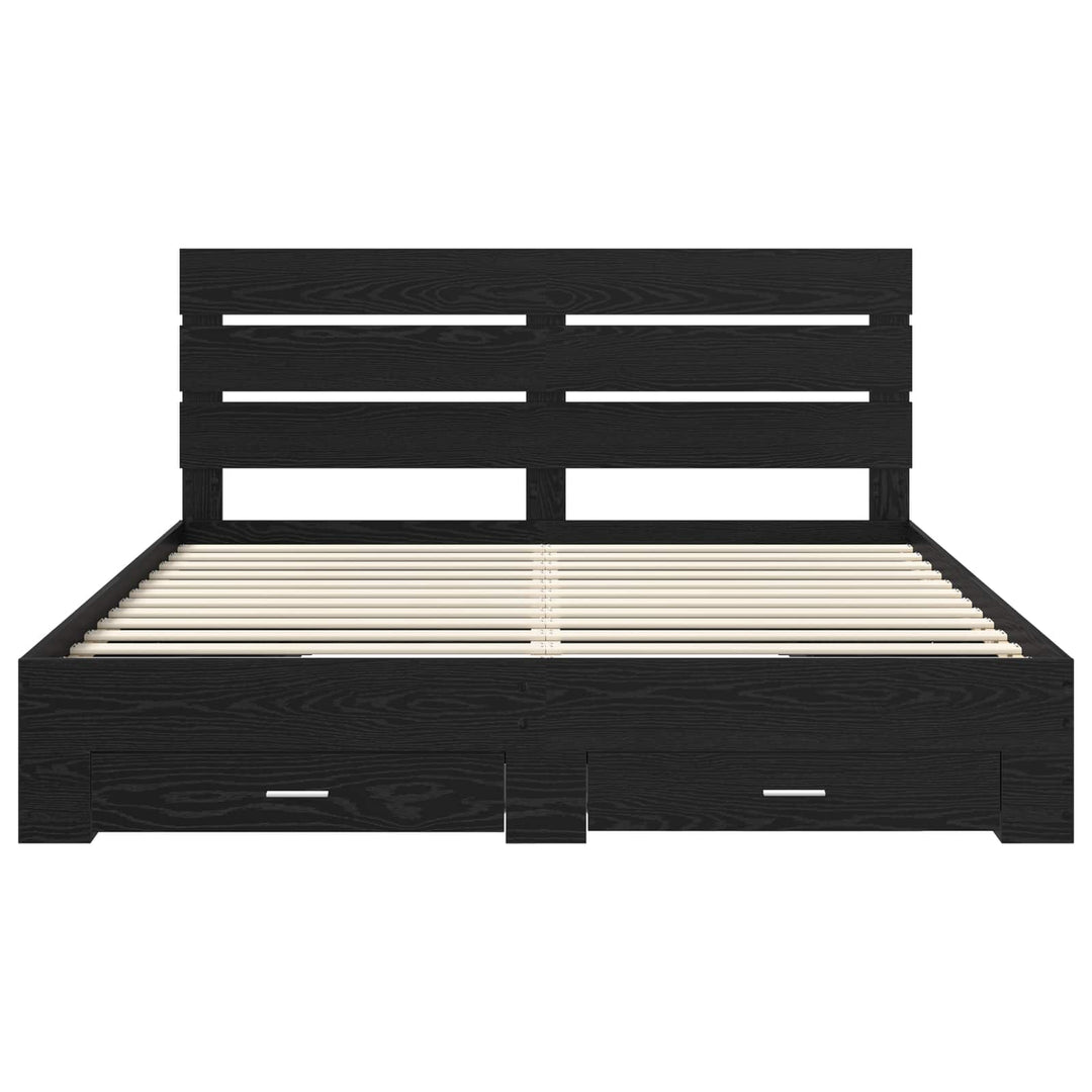 Sengestel med skuffe Sort eg 180 x 200 cm Konstrueret træ