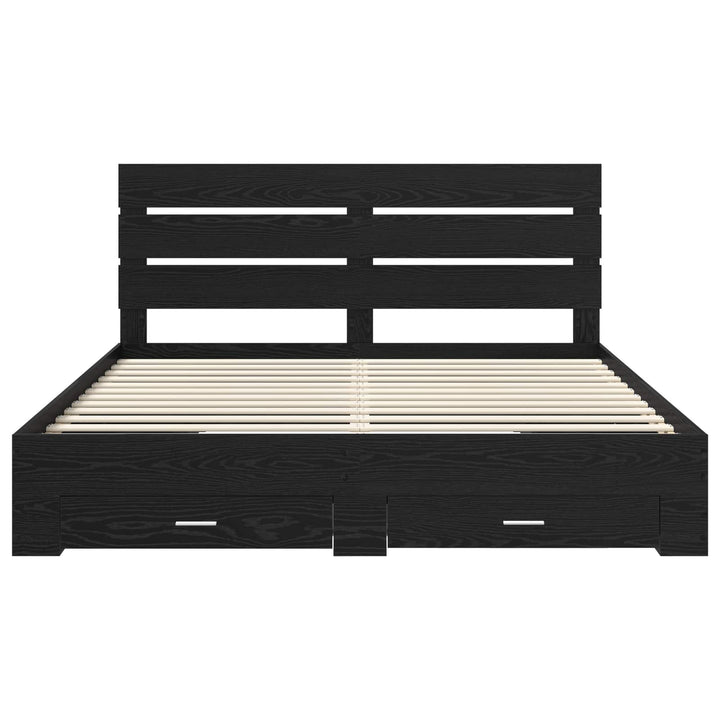 Sengestel med skuffe Sort eg 180 x 200 cm Konstrueret træ
