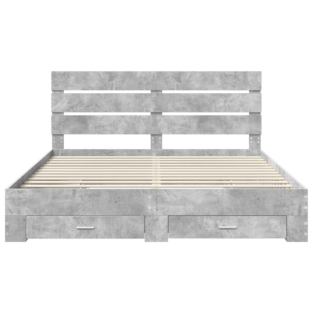 Sengestel med skuffe Beton Grå 180 x 200 cm Konstrueret træ