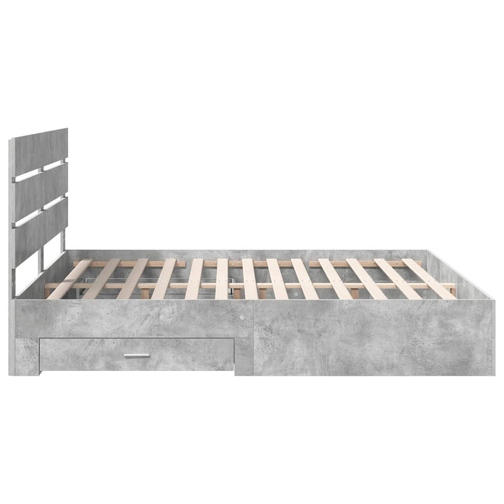 Sengestel med skuffe Beton Grå 180 x 200 cm Konstrueret træ