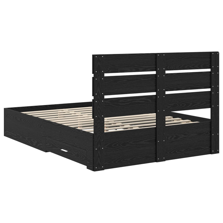 Sengestel med skuffe Sort eg 160 x 200 cm Konstrueret træ