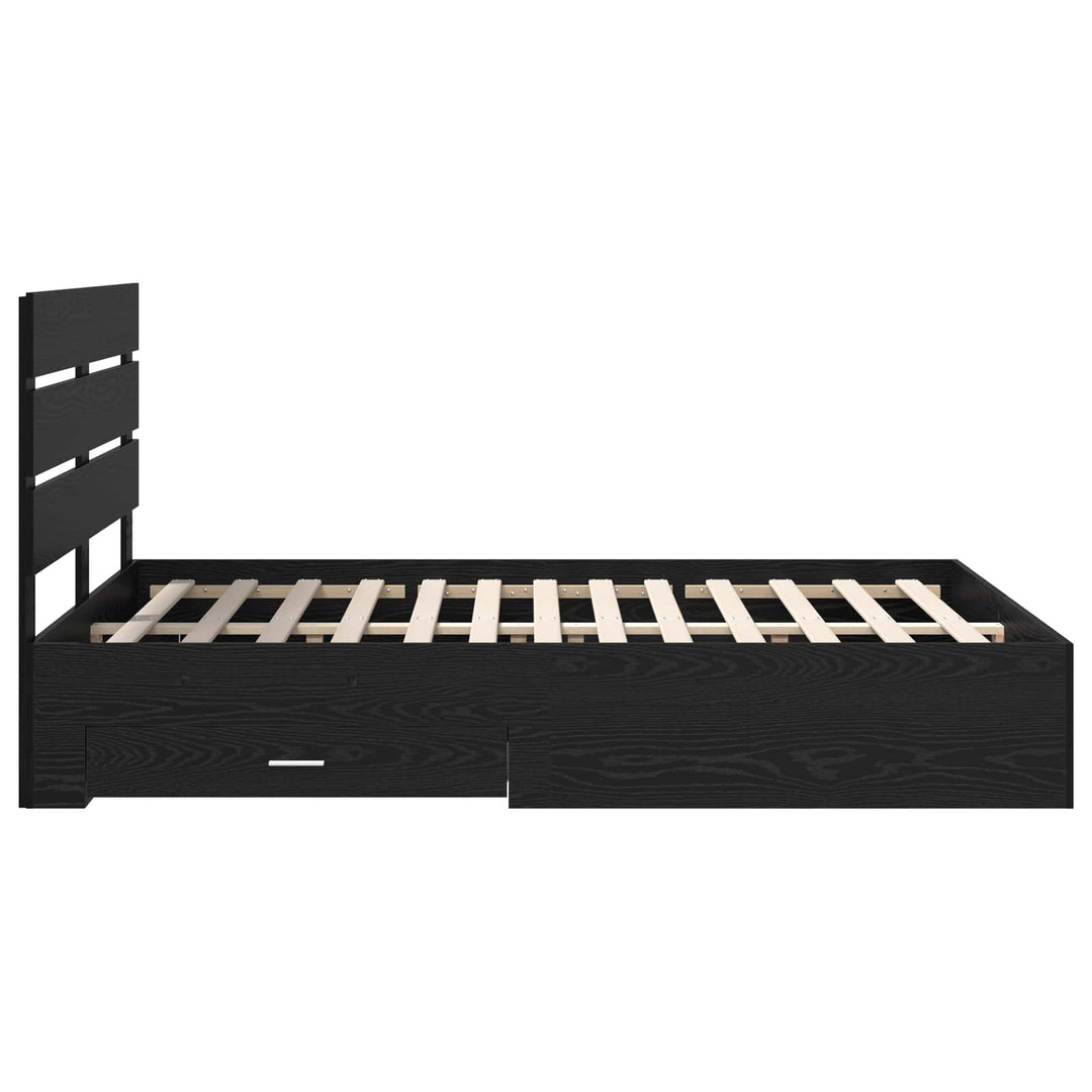 Sengestel med skuffe Sort eg 160 x 200 cm Konstrueret træ