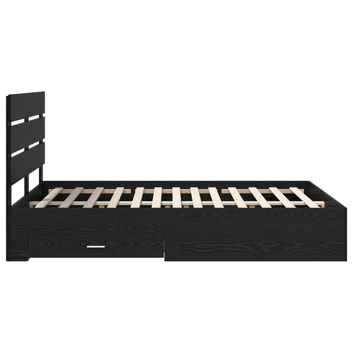 Sengestel med skuffe Sort eg 160 x 200 cm Konstrueret træ