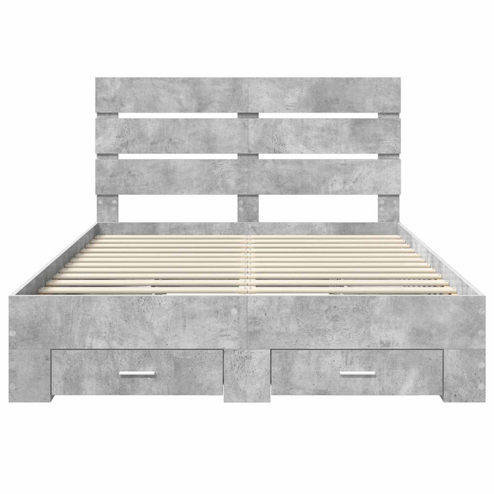 Sengestel med skuffe Beton Grå 160 x 200 cm Konstrueret træ