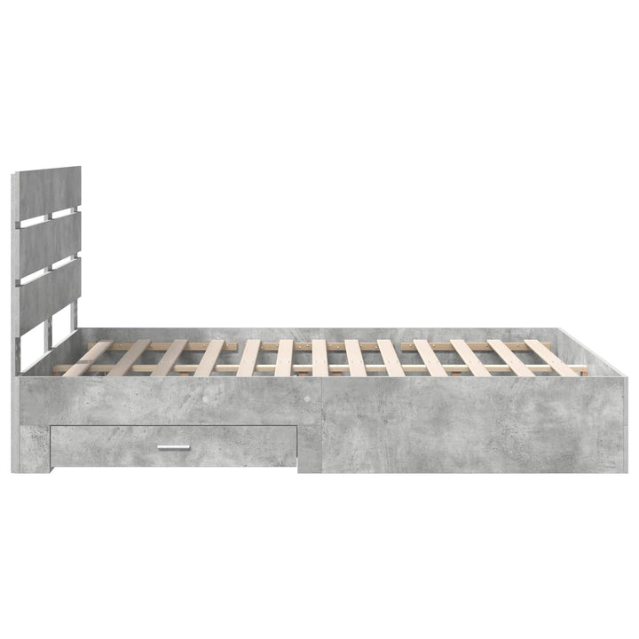 Sengestel med skuffe Beton Grå 160 x 200 cm Konstrueret træ