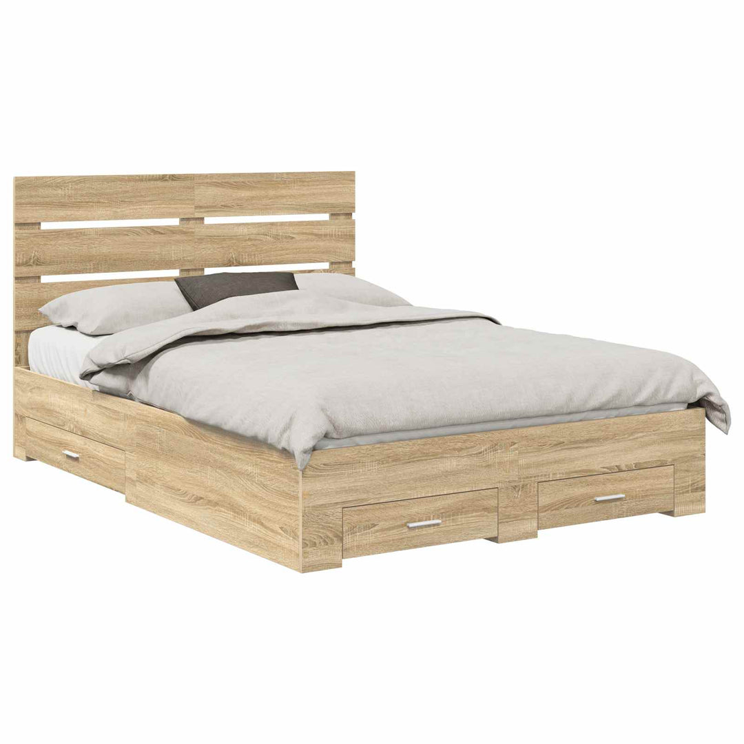 Sengestel med skuffe Sonoma eg 150 x 200 cm Konstrueret træ
