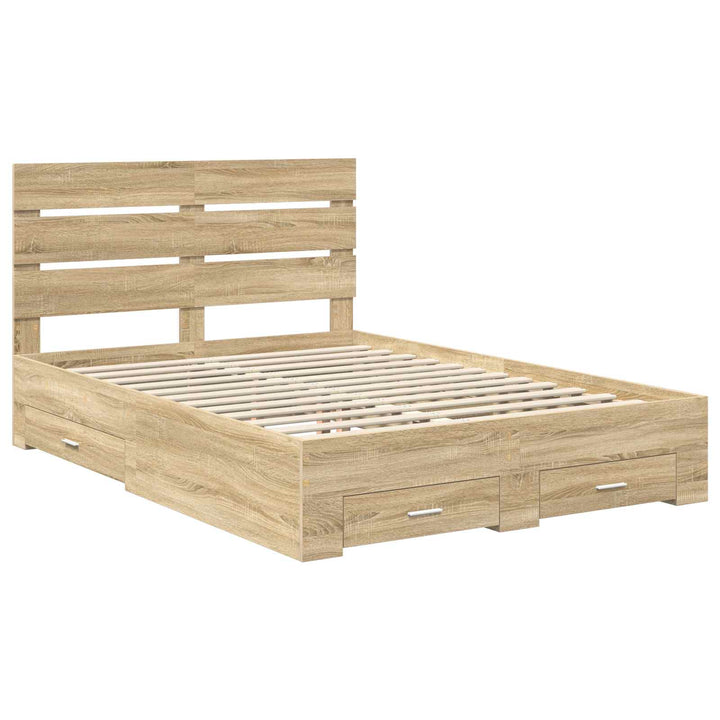 Sengestel med skuffe Sonoma eg 150 x 200 cm Konstrueret træ