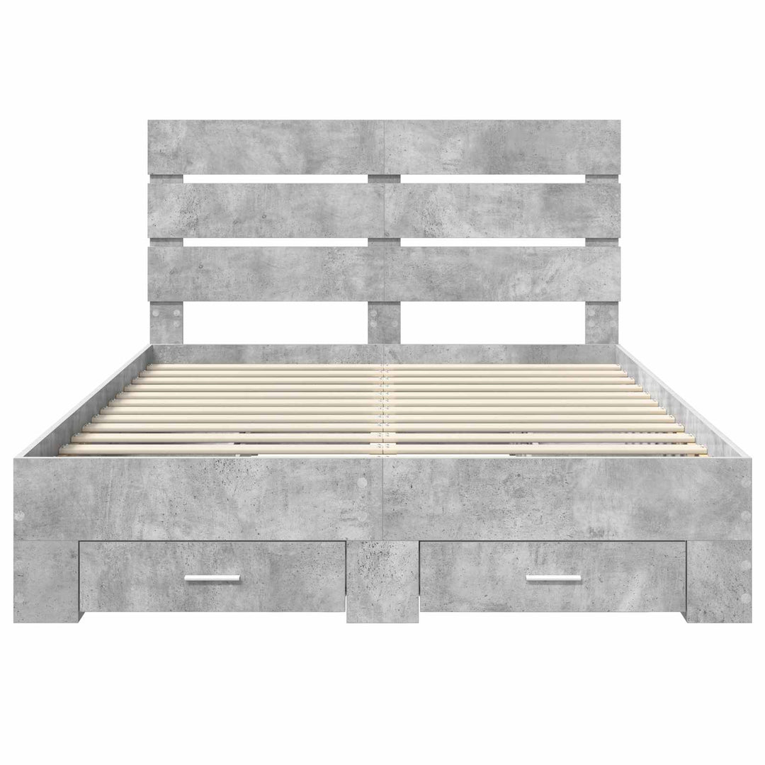 Sengestel med skuffe Beton Grå 150 x 200 cm Konstrueret træ