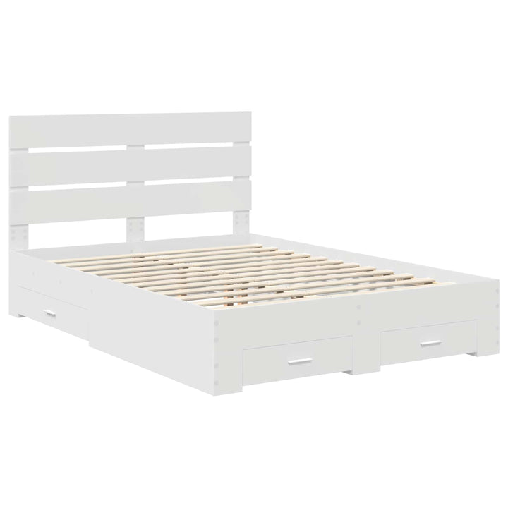 Sengestel med skuffe Hvid 140 x 200 cm Konstrueret træ