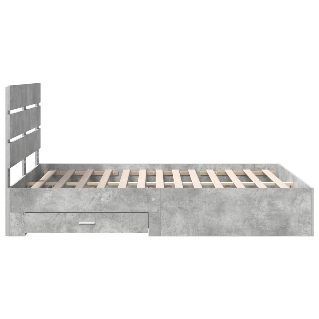 Sengestel med skuffe Beton Grå 140 x 200 cm Konstrueret træ