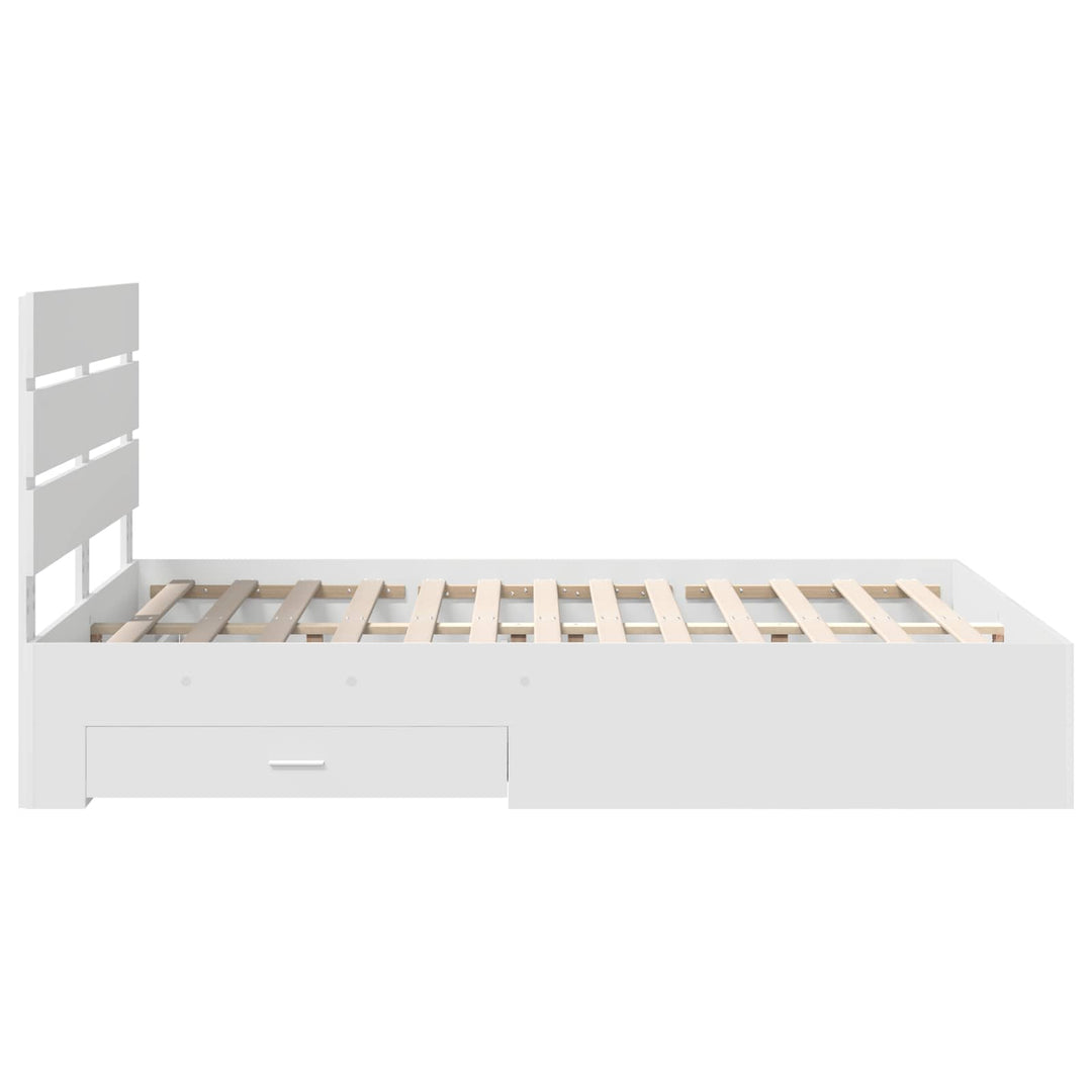 Sengestel med skuffe Hvid 140 x 190 cm Konstrueret træ