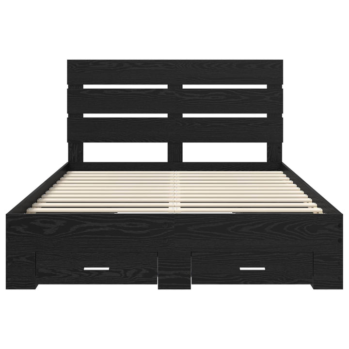 Sengestel med skuffe Sort eg 140 x 190 cm Konstrueret træ