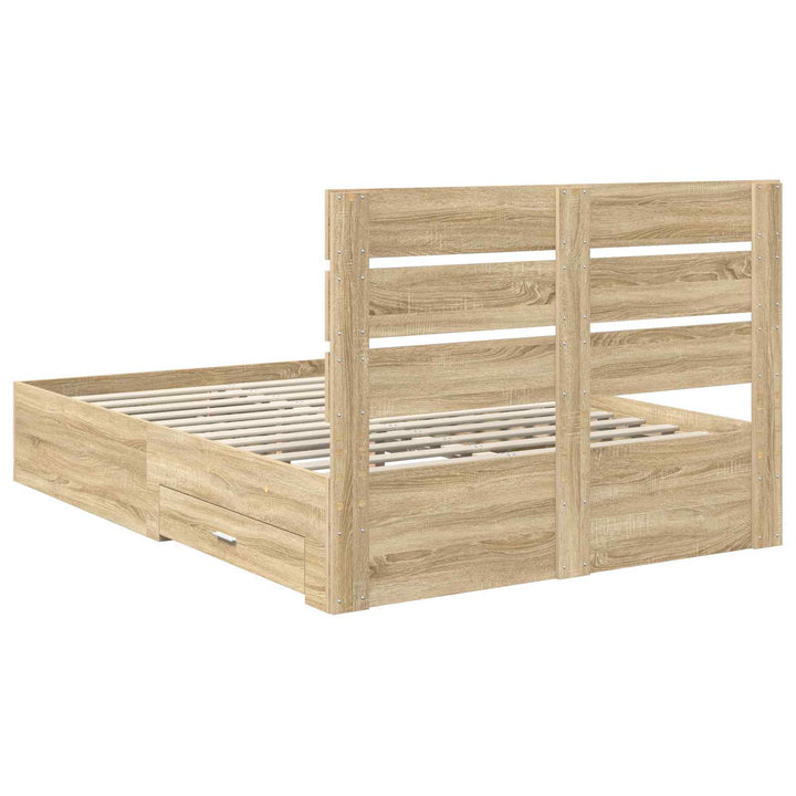 Sengestel med skuffe Sonoma eg 140 x 190 cm Konstrueret træ