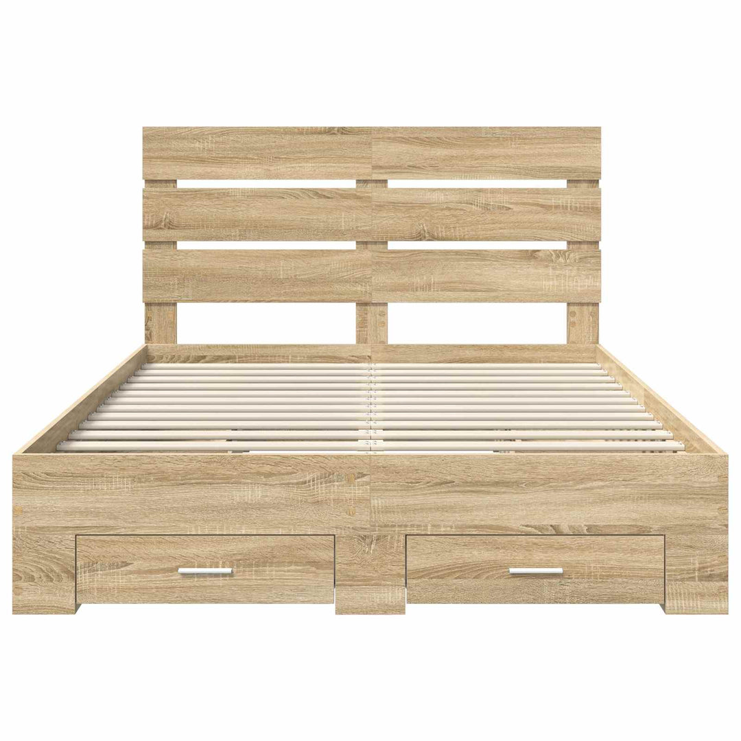Sengestel med skuffe Sonoma eg 140 x 190 cm Konstrueret træ