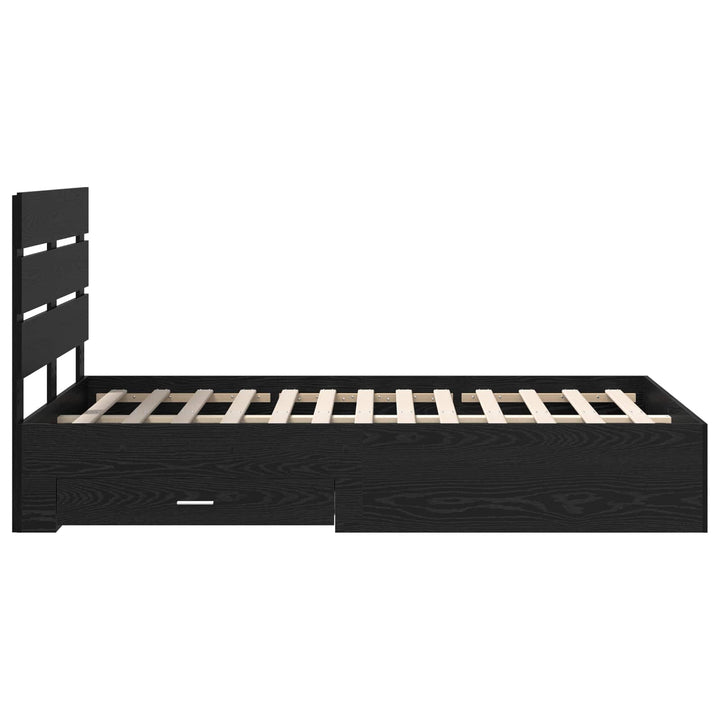 Sengestel med skuffe Sort eg 135 x 190 cm Konstrueret træ