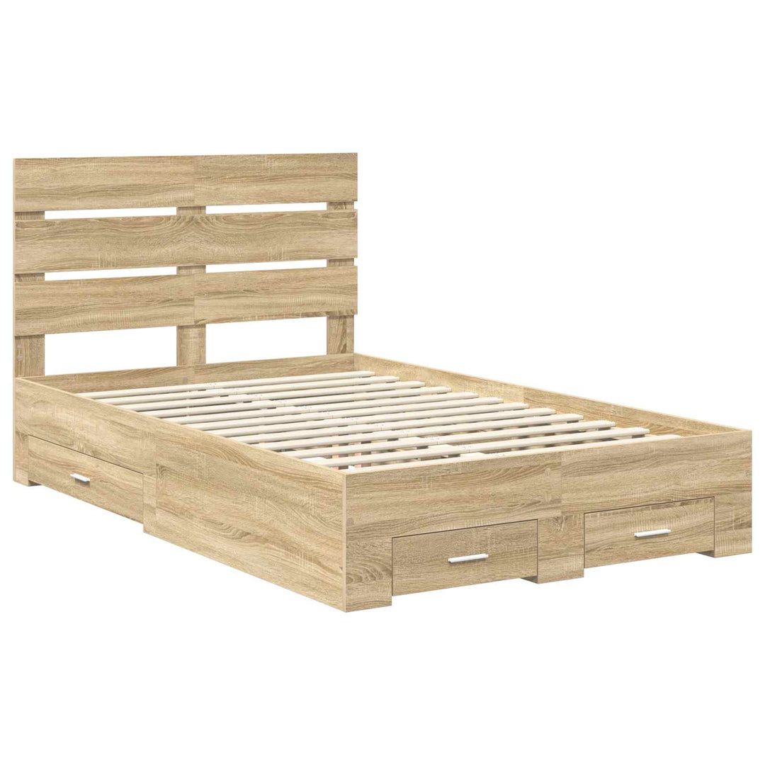 Sengestel med skuffe Sonoma eg 135 x 190 cm Konstrueret træ