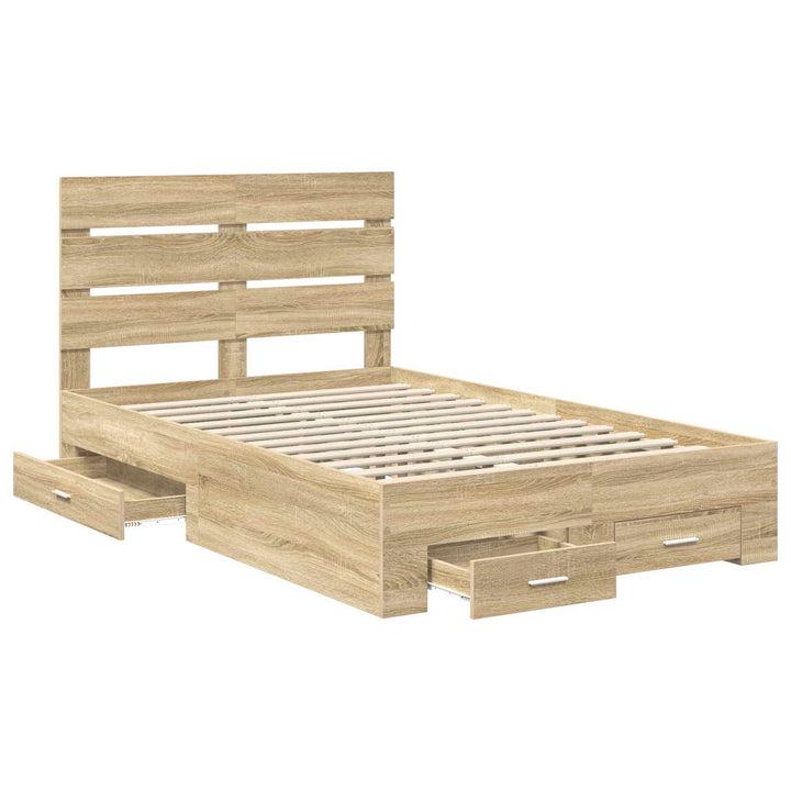 Sengestel med skuffe Sonoma eg 135 x 190 cm Konstrueret træ