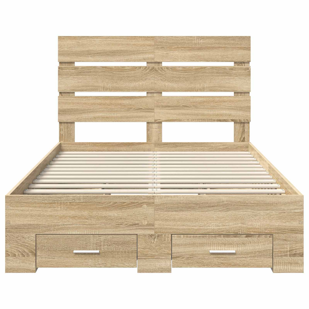 Sengestel med skuffe Sonoma eg 135 x 190 cm Konstrueret træ