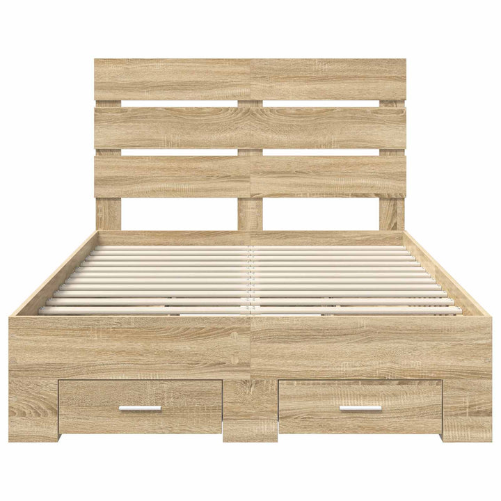 Sengestel med skuffe Sonoma eg 135 x 190 cm Konstrueret træ
