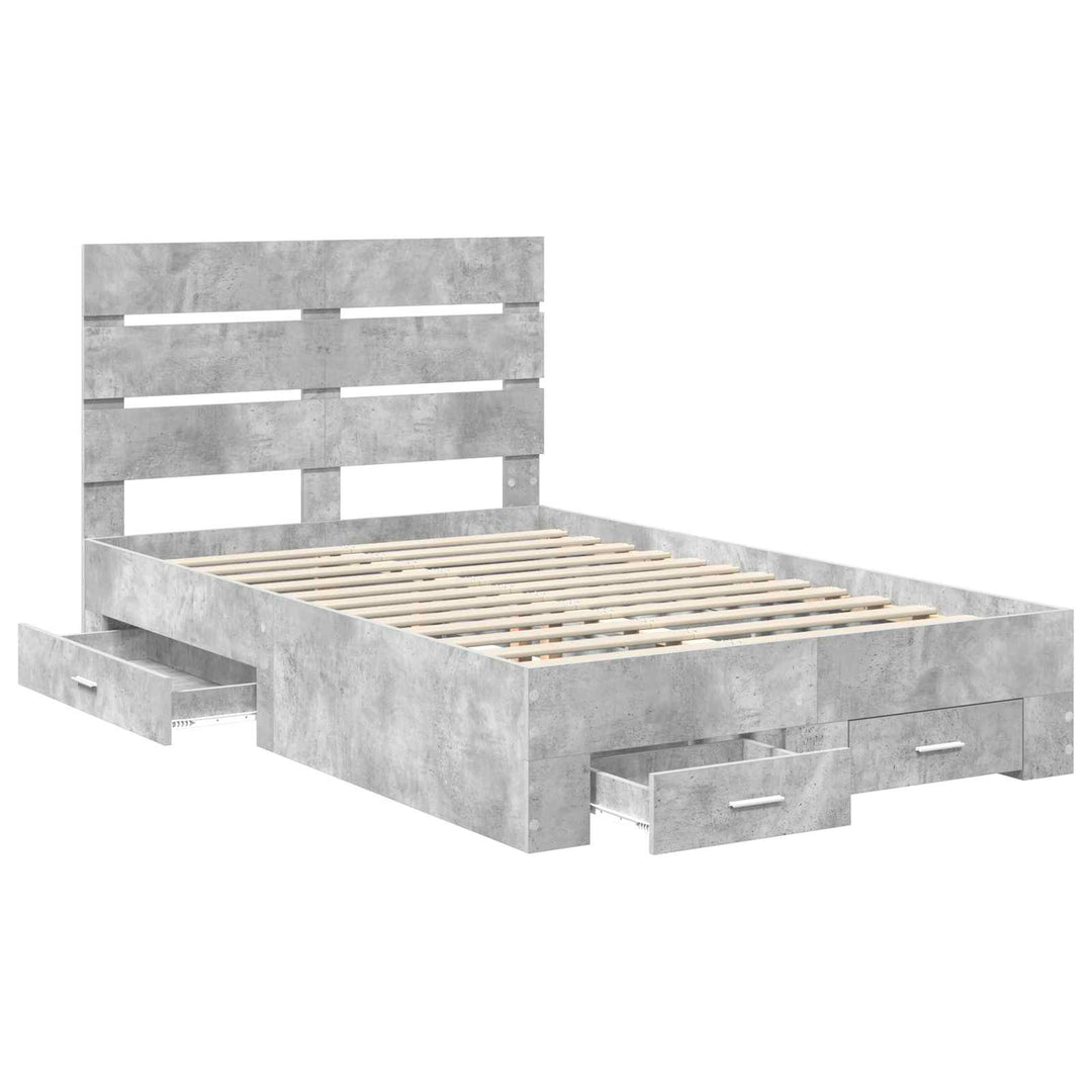 Sengestel med skuffe Beton Grå 135 x 190 cm Konstrueret træ