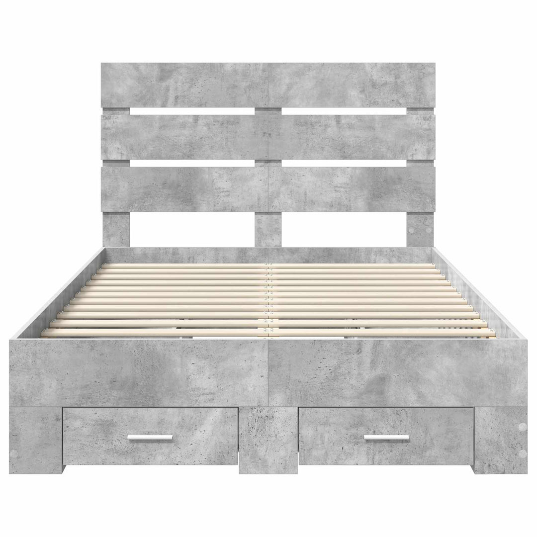 Sengestel med skuffe Beton Grå 135 x 190 cm Konstrueret træ